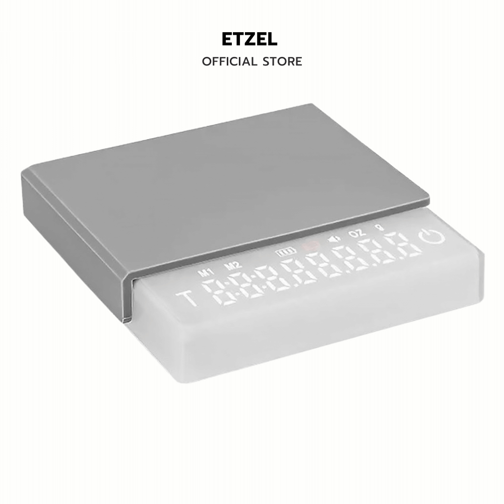 เครื่องชั่งดิจิตอลขนาดเล็ก ETZEL ตาชั่งกาแฟ 2KG/0.3G มีแผ่นซิลิโคนกันลื่น สีขาว